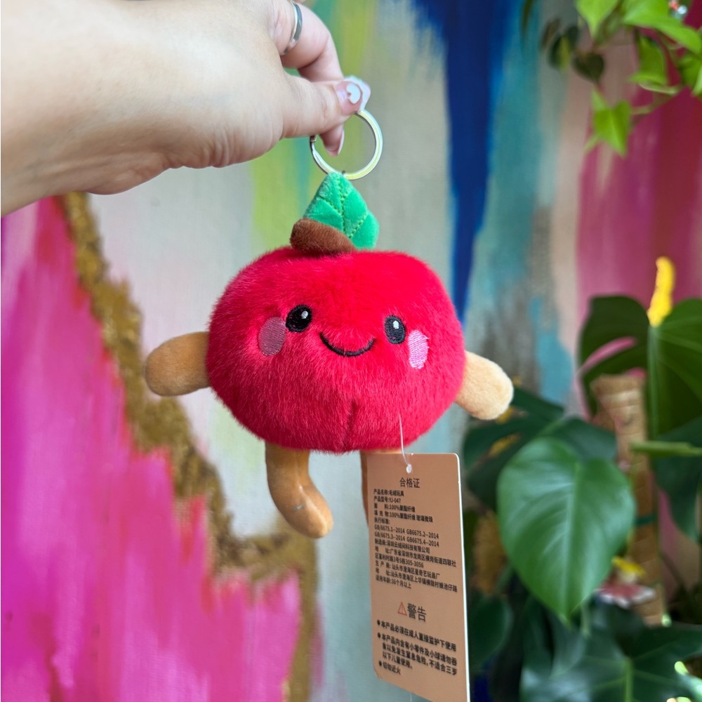 Cute Red Apple Plush Keychain